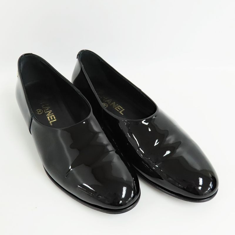 Chanel Loafers 25 C Black Coco Mark 37 Patent Leather Enamel — view 2