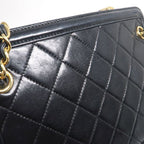 Chanel Chain Bag Black Quilted Fringe Shoulder Vintage Card — view 8