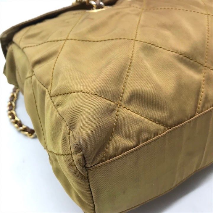 Prada Nylon Tessuto Chain Shoulder Tote Brown — view 5