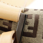 Fendi Zucchino 7 Vs014 Nylon Canvas and Leather Brown Boston Bag — view 9