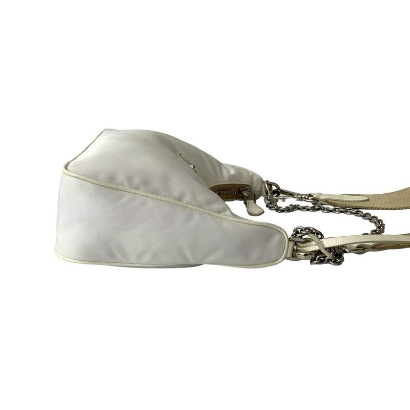 Prada Re Edition Triangle Logo Hardware Nylon Saffiano Leather 2-Way Chain Semi — view 7
