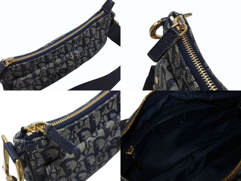 Dior Saddle Shoulder Bag Navy Trotter Pattern Galliano — view 7