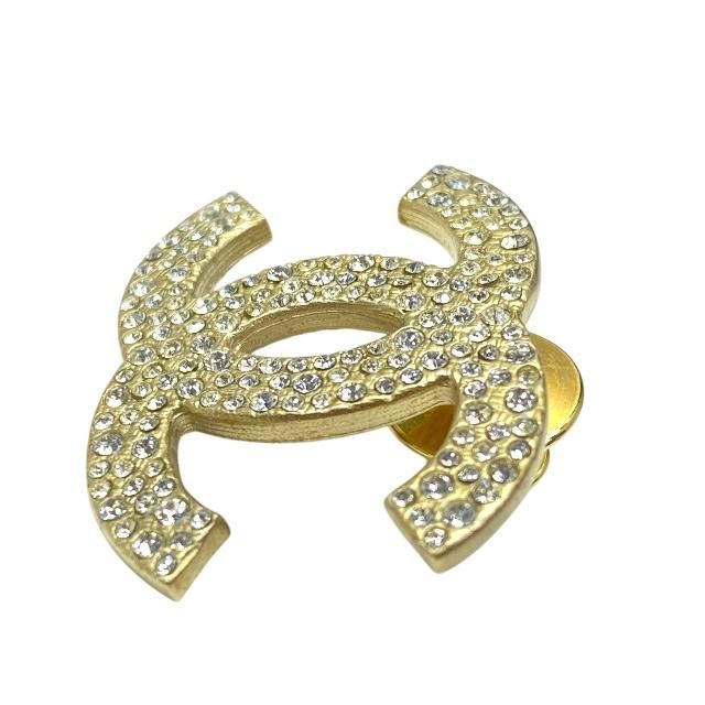Chanel Brooch Pin Badge Accessories Coco Mark GP Rhinestone Gold 08 — view 4