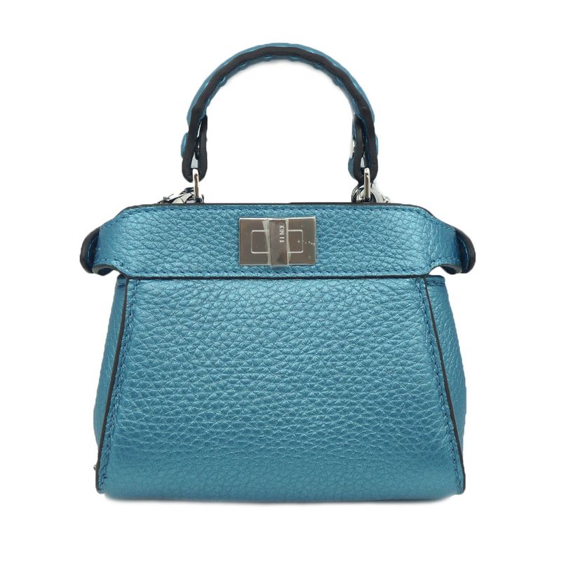 Fendi Nano P-cub Leather Mini Bag Pochette Pouch Blue Series 2-Way — view 3