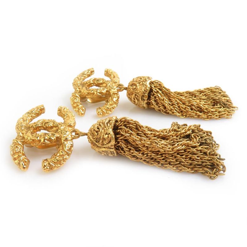 Chanel Earrings Coco Mark Tassel — view 4