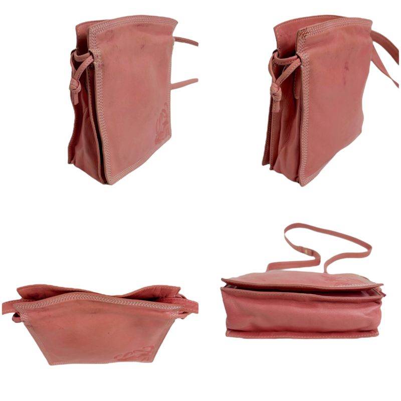 Loewe Mini Shoulder Bag Drawstring Shape Flamenco Pink Nappa Leather Anagram — view 5