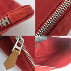 Hermes Pouch Bora Cotton Leather Bordeaux Enji Silver Hardware Flat Multi — view 8