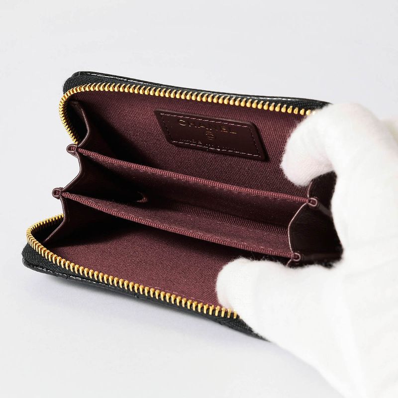 Chanel Card Case Classic Zip Coin Purse Black — view 6