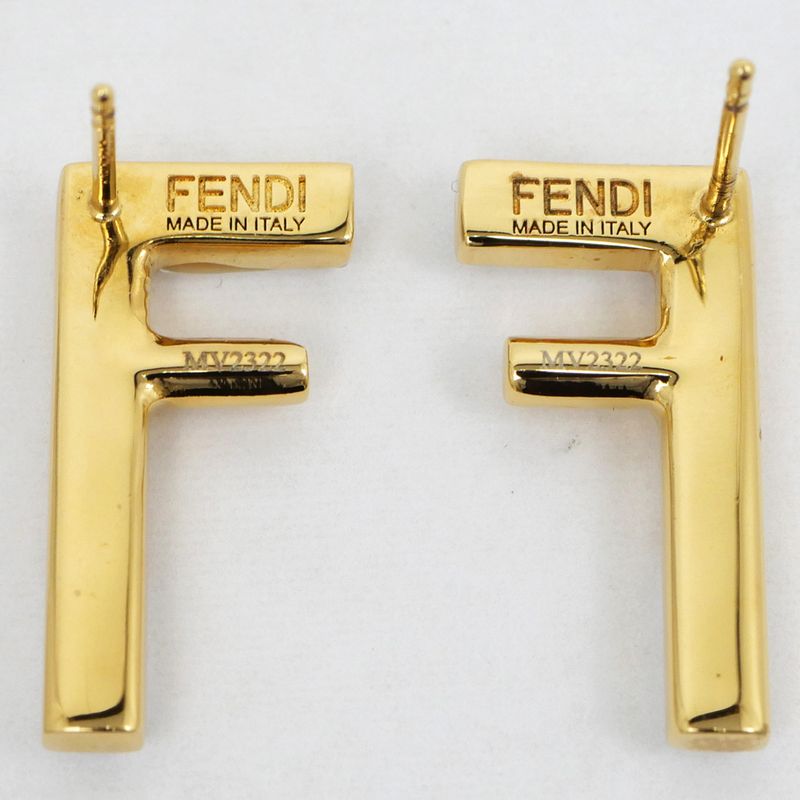 Fendi Earrings Fast Logo Brass Crystal 8 Ah713 Gold Accessories — view 7
