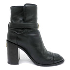 Chanel Ankle Boots 34 1 2 C Black Leather Patent CC Mark Shoes — view 2