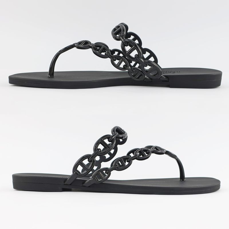 Hermes Island Sandals Chaine D'ancre Black Rubber Size 36 — view 3
