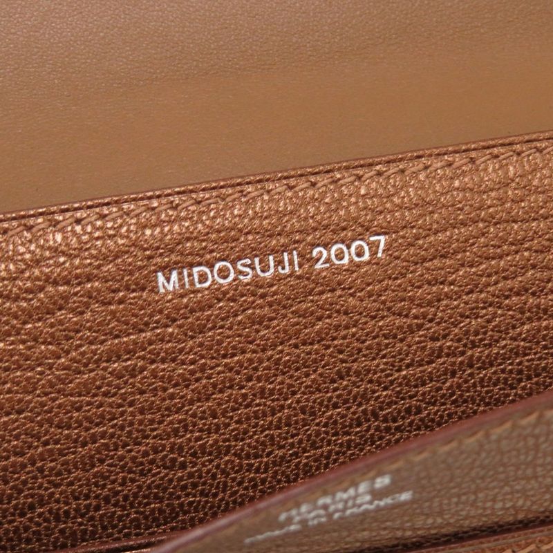 Hermes Dogon GM Midosuji Limited Chevre Bronze Silver Hardware Long — view 5