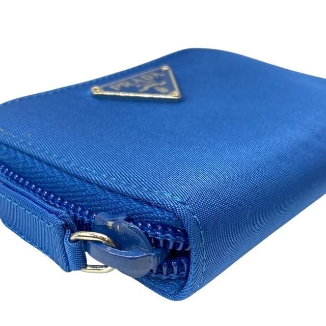 Prada 6-link Key Case Compact Round Zipper With Triangle Logo Nylon Blue — view 3