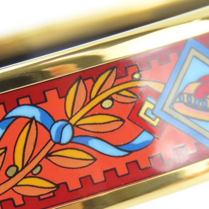 Hermes Bangle Emile Metal Enamel Red Multicolor Gold Hardware Accessories — view 5