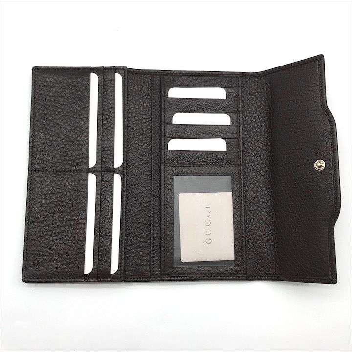 Gucci Geki Interlocking Sherry Line Leather Trifold Wallet Brown — view 7