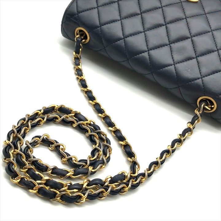 Chanel Quilted CC Logo Lambskin Turnlock Shoulder Bag Navy — view 6