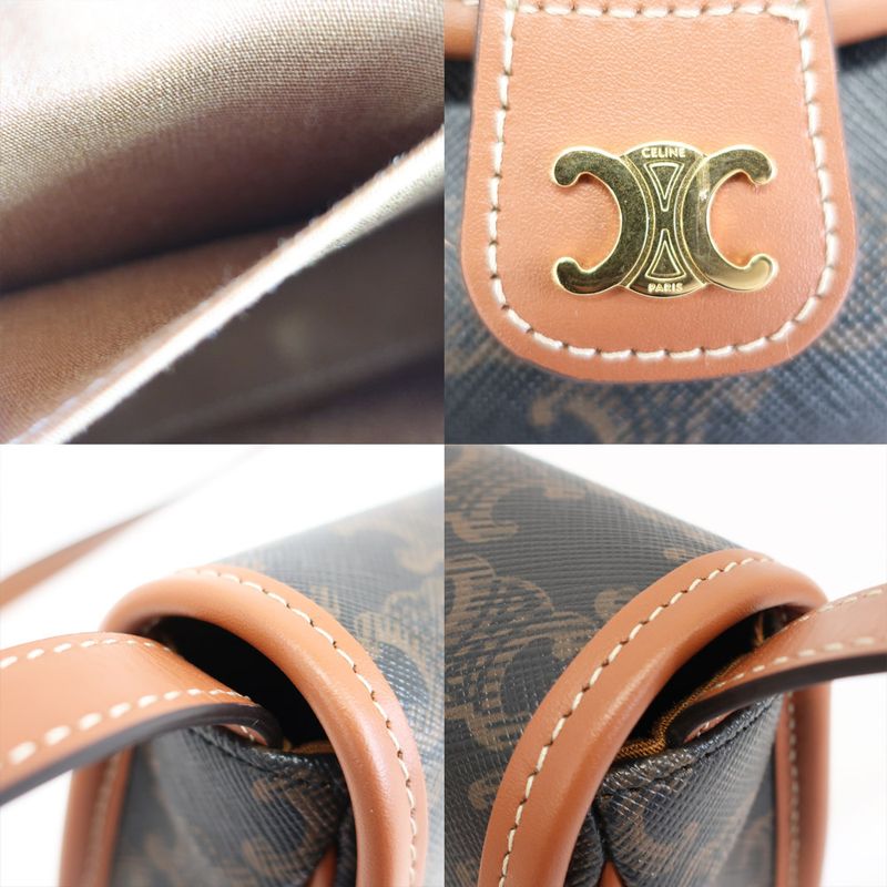 Celine Mini Bouzas Shoulder Bag Triomphe Brown Gold Hardware Leather — view 7