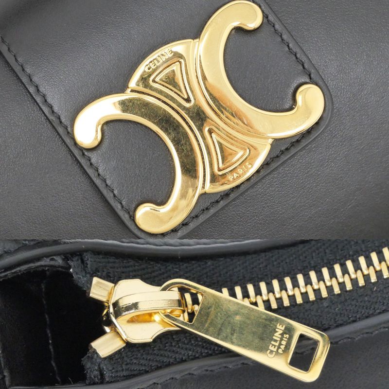 Celine Ava Medium Triomphe Shoulder Bag Black Gold Hardware — view 7