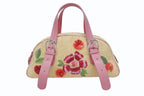 Dior Galliano Era Limited Edition Mini Boston Bag Embroidery Bijou Beige Straw