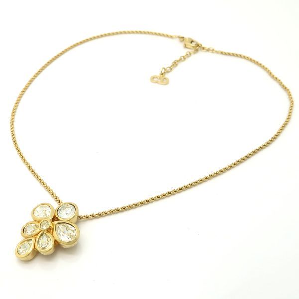 Christian Dior Necklace GP Vintage Germany Transparent Stone — view 3