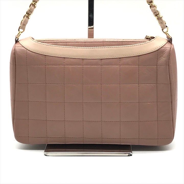 Chanel CC Logo Lambskin Diana Girl Chain Shoulder Bag Pink Beige — view 3