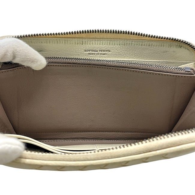 Bottega Veneta Round Zipper Long Wallet Cream Intrecciato — view 9