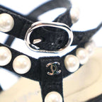 Chanel Multi-Strap Quilted Pearl Sandals Black 37 1 2 — view 7