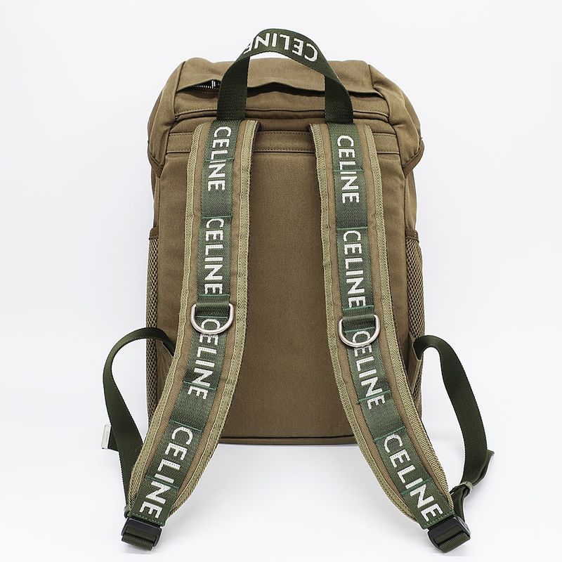 Celine Medium Trekking Backpack Rucksack Khaki Green Cotton — view 3
