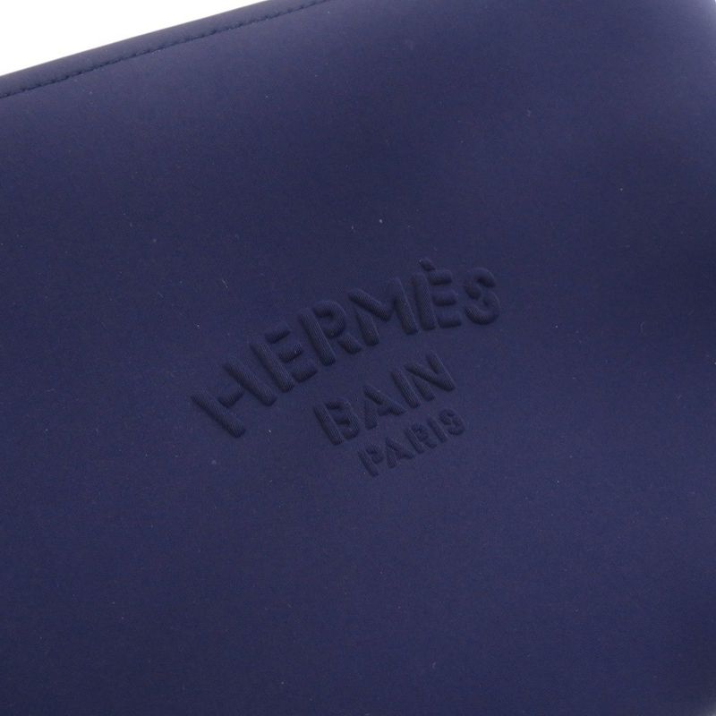 Hermes Neobain MM Nylon Polyurethane Blue Marine Pouch 0028 — view 6