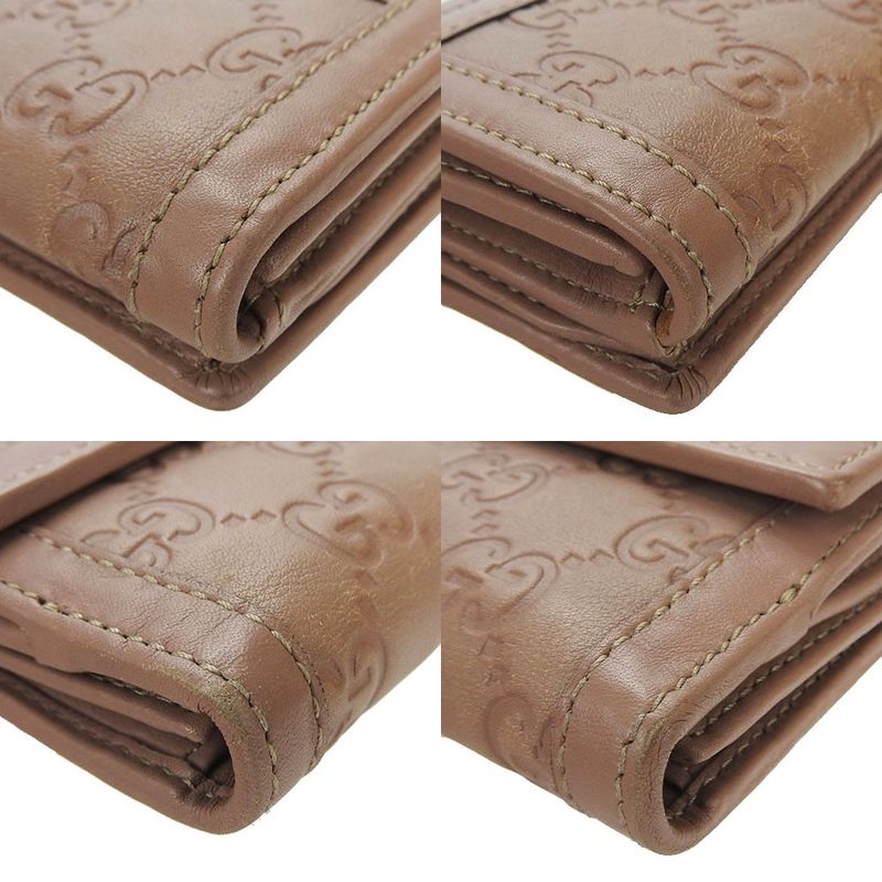 Gucci W Hook Long Wallet Fold Guccissima GG Pink Beige Leather — view 5