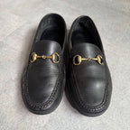 Gucci Horsebit Loafer Driving Shoes Black Gold 41 1 2 M Leather — view 6
