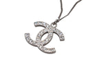 Chanel CC Logo Square Rhinestone Necklace 09 50 Silver Metal — view 4
