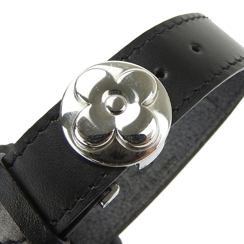 Louis Vuitton Bracelet Vu Good Luck Leather Black Silver Hardware — view 4
