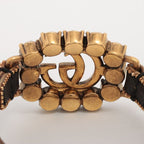 Gucci Double G Leather Rhinestone GP Bracelet — view 9