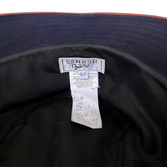 Hermes Bucket Hat Black Brown Buckeye Size 57 — view 9