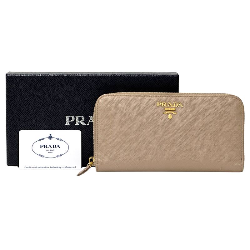 Prada Wallets ed Long Saffiano Beige 1 Ml506 Gold Hardware Round — view 6