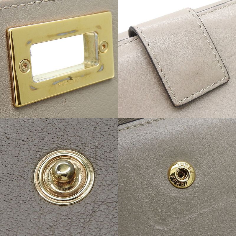 Fendi Bifold Wallet 8 M0308 Peekaboo Leather Beige Glaze Gold Hardware Long — view 6
