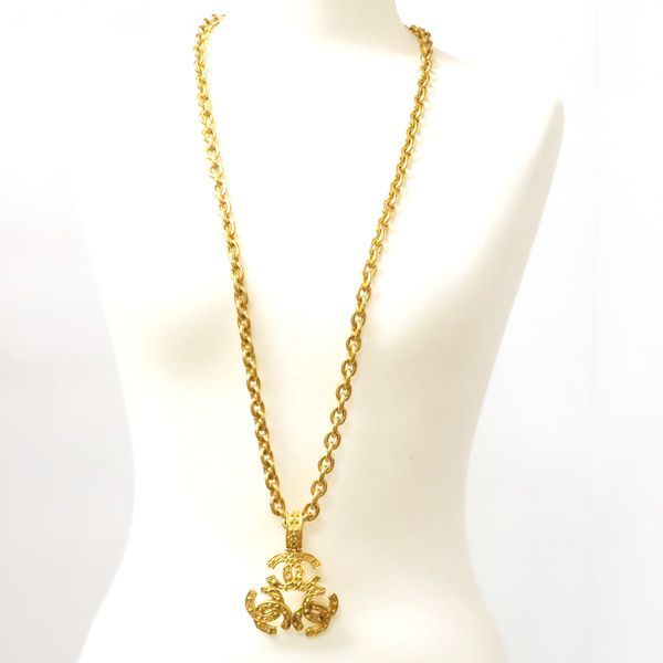 Chanel Necklace 94 A Triple Coco Mark Large Long Chain Vintage — view 4