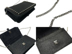 Fendi Shoulder Bag Chain Wallet Karl Lagerfeld Leather Black Silver — view 8