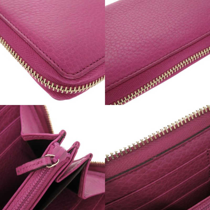 Gucci Bamboo Leather Magenta Round Zipper Long Wallet 1329 — view 9