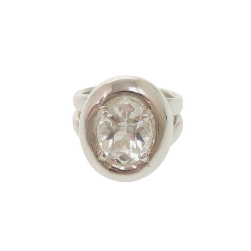 Hermes Vintage Gaucho Silver 925 White Topaz 17 Ring 0267 — view 3