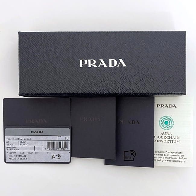 Prada Logo Key Ring Red Saffiano 1 Pp067 Leather — view 9