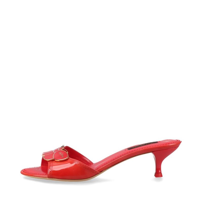 Louis Vuitton 08 Butterfly V Mark Patent Leather Mules 35 Bl0048 Red — view 4