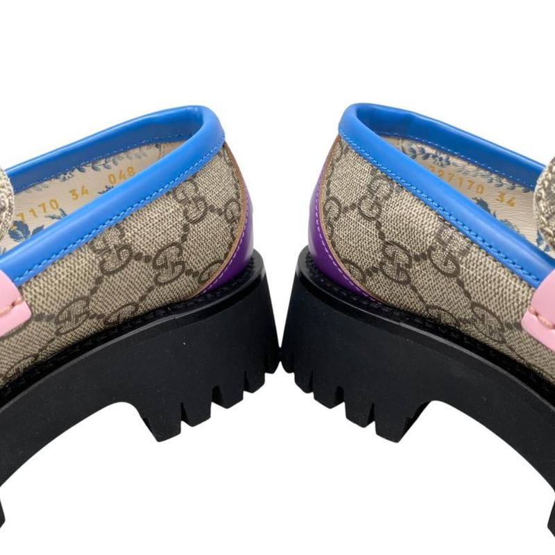 Gucci Loafer GG Supreme Bee Embroidery 34 Size Flower Multicolor Beige — view 8