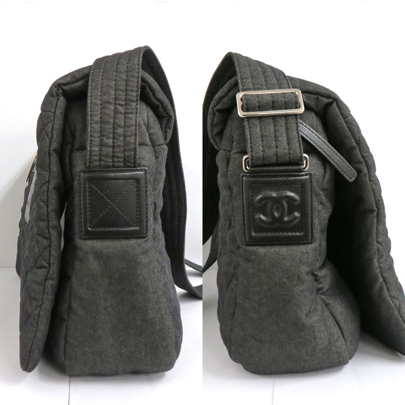 Chanel Cocococoon Messenger Bag Cotton Shoulder Denim Black — view 5