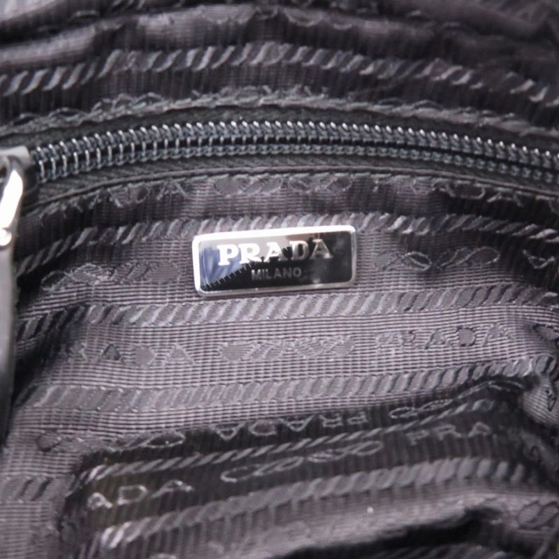 Prada 1 Ne175 Nylon with Strap Silver Hardware Black Pouch 0351 — view 6