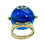 Christian Dior Ring Accessories Jewelry Small Tribal Ball Logo GP Gold Blue — view 8