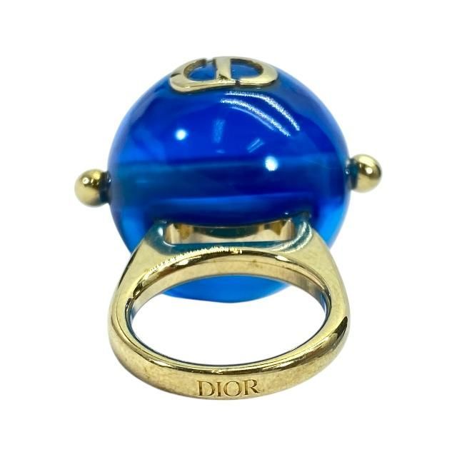 Christian Dior Ring Accessories Jewelry Small Tribal Ball Logo GP Gold Blue — view 8