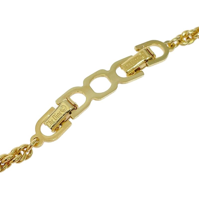 Christian Dior GP Rhinestone Flower Motif Necklace Gold — view 8