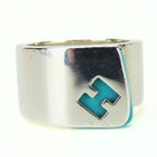 Hermes Ring Candy 51 Silver 925 11.1 g Light Blue H Logo — view 4